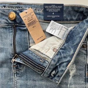 NWT! American Eagle Jean skirt size 4 mini distressed denim 100% cotton short